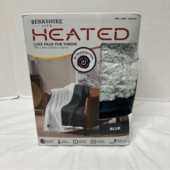 Berkshire Heated Luxe Faux Fur Throw Blanket - Picture 1 of 5